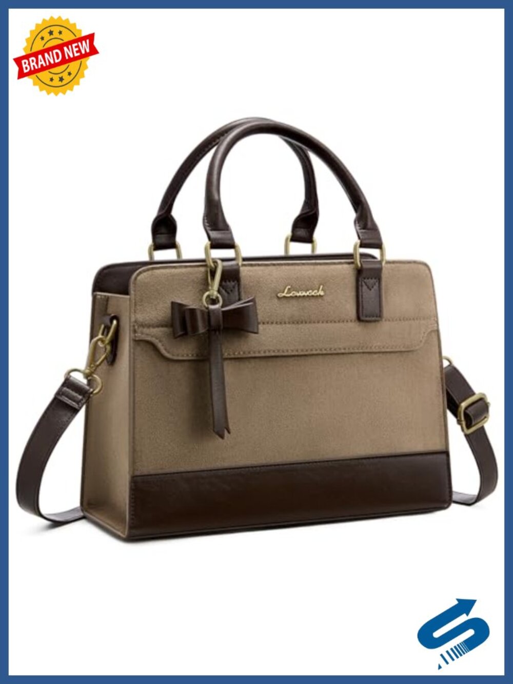 Faux Suede Tote Satchel Crossbody Bag with Zipper